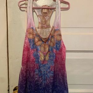 Ombré racer back paisley tank top